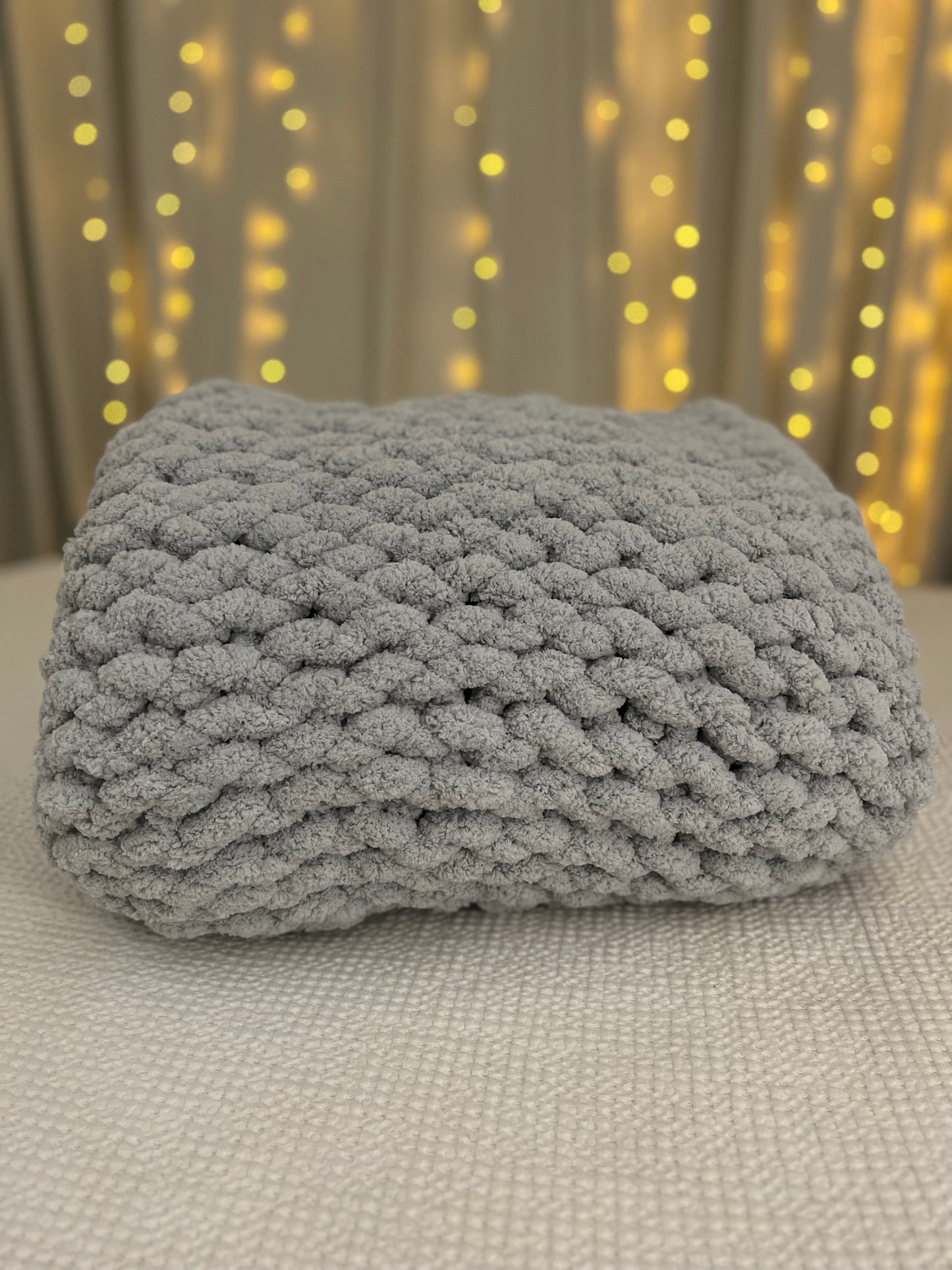 Misty Gray Chunky Knit Blanket