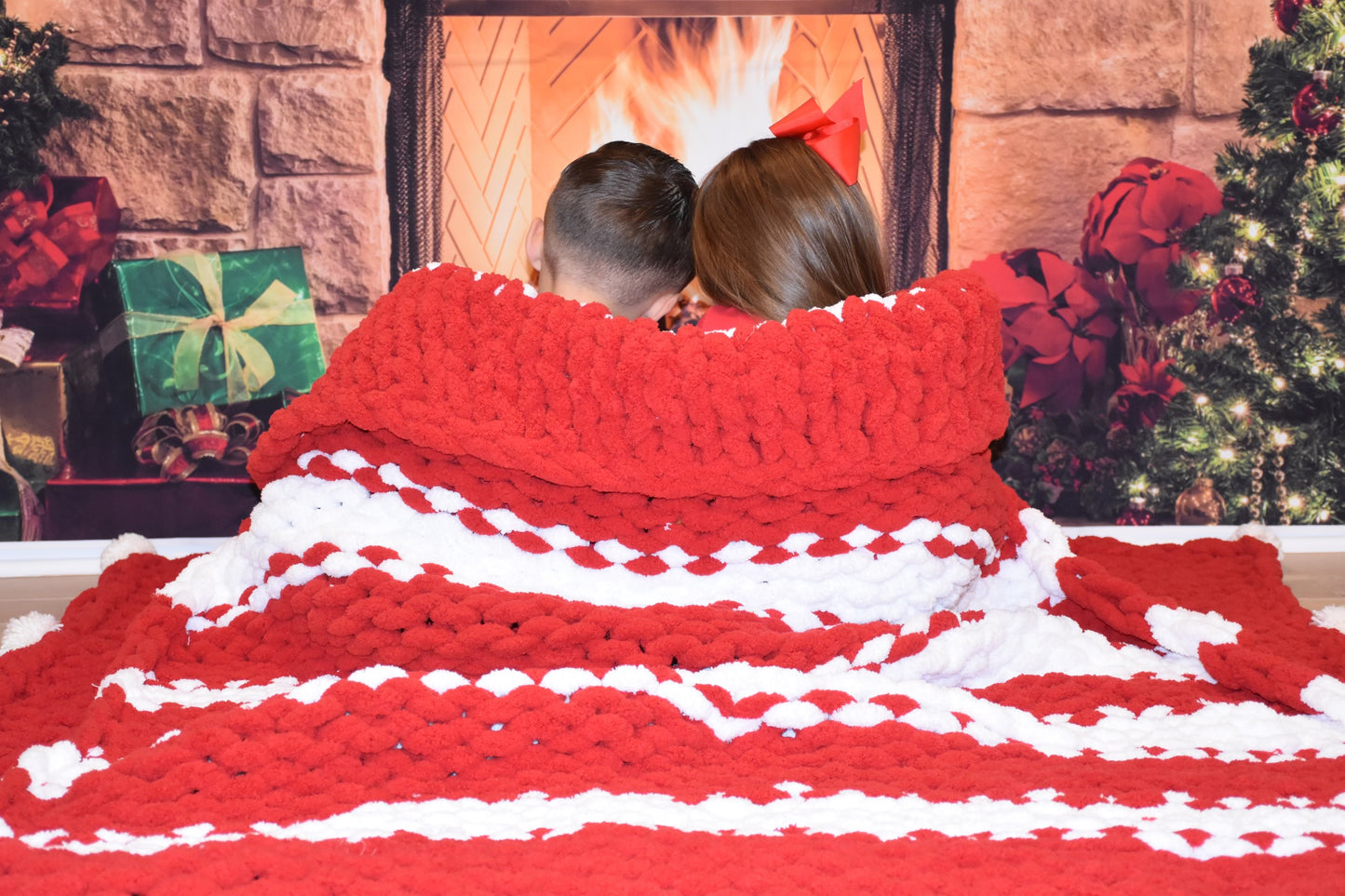 Candy Cane Inspired Chunky Knit Throw
