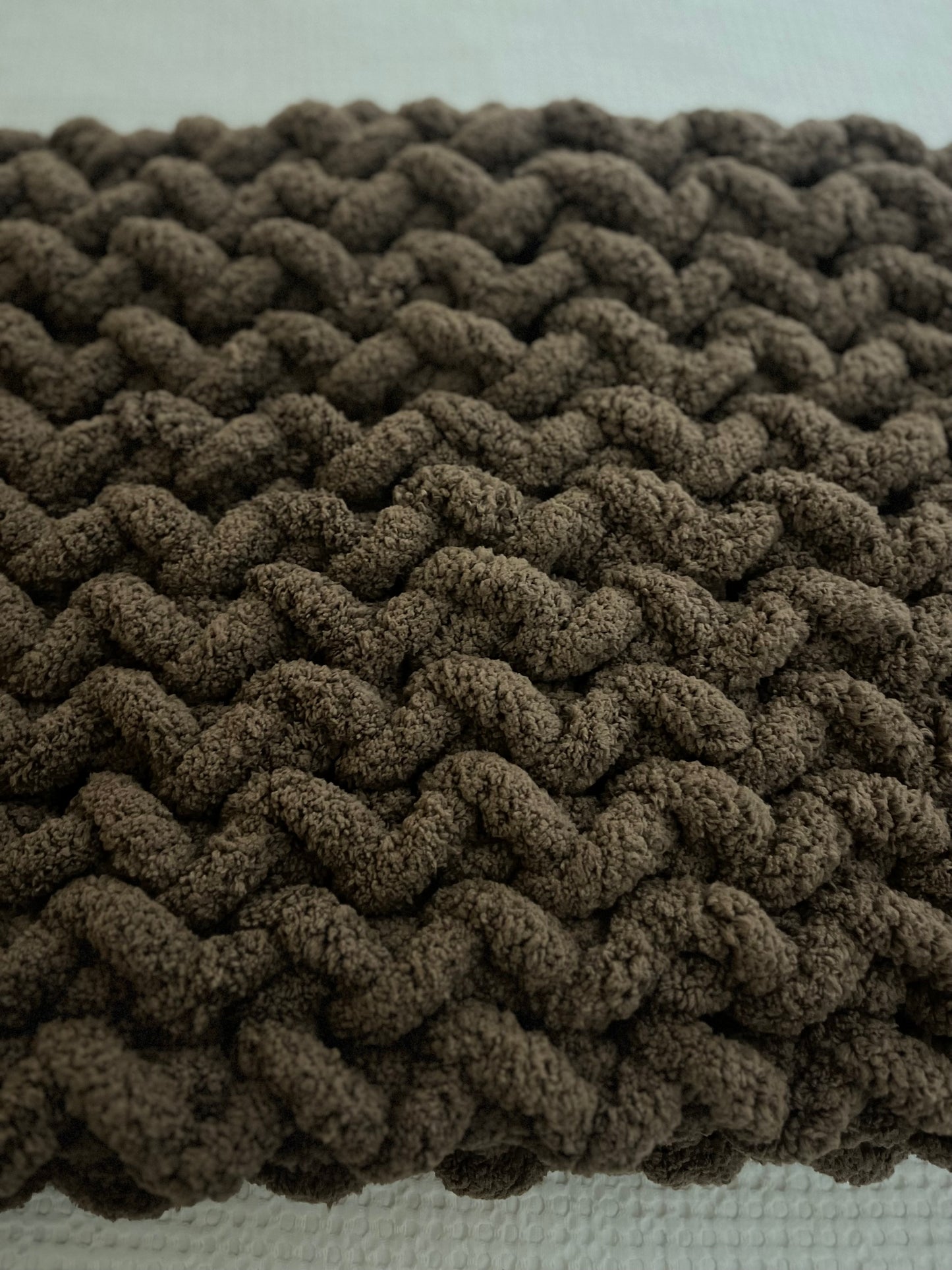 Brown Herringbone Chunky Knit Throw
