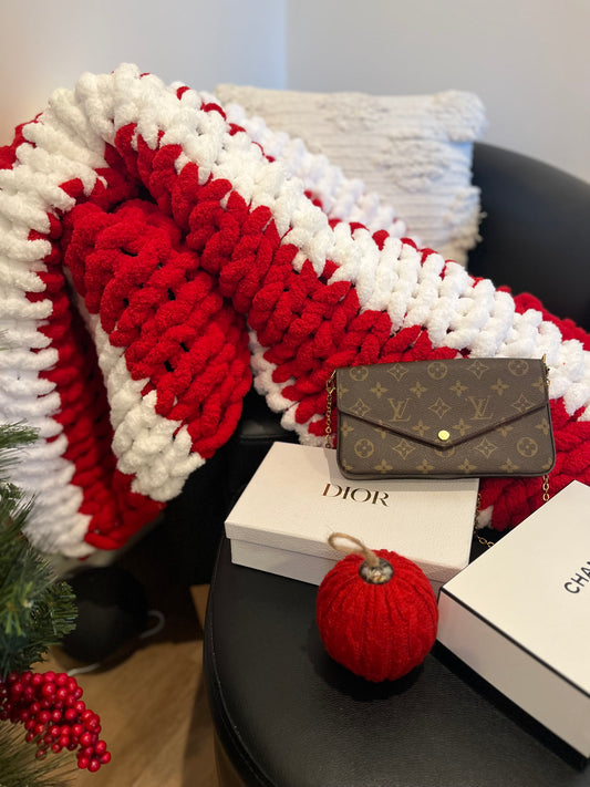 Candy Cane Inspired Chunky Knit Throw
