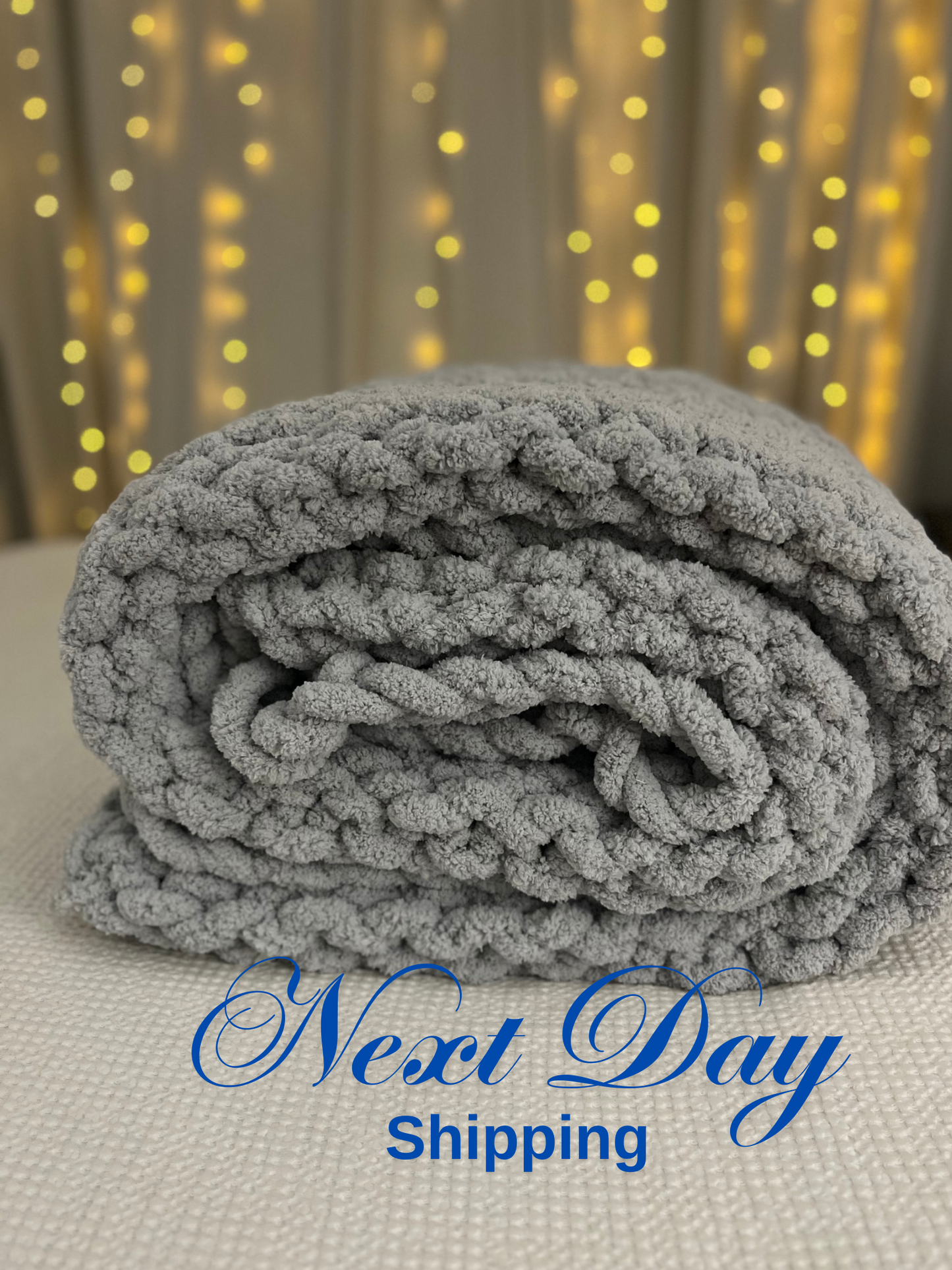 Misty Gray Chunky Knit Blanket